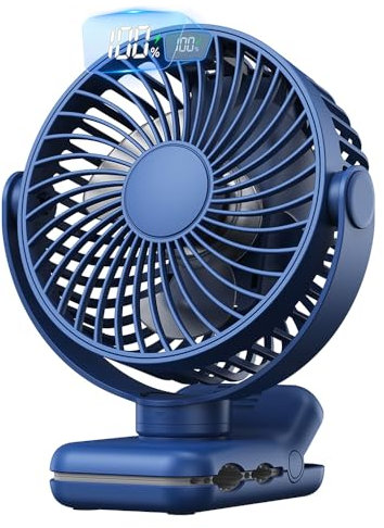 TOPK 5000mAh Clip Ventilator, Wiederaufladbar Ultraleiser Klemmventilator mit 720° Drehung, Persönlicher Tragbarer Tischventilator für Büro Zuhause Lounge Outdoor