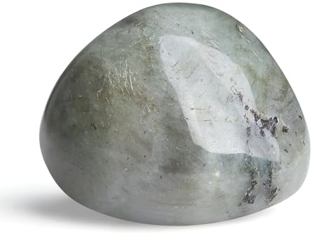 GUJOXILA 4-5cm Weiß Labradorit Heilsteine Kristalle Polieren Groß Edelsteine Steine Rohstein Trommelsteine Kristall Sorgenstein Handschmeichler Stein Meditation Angst Stress Relief 1PC