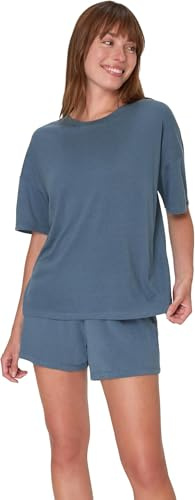 Hanes Women's Originals Supersoft Boxy T-Shirt & Sleep Shorts Set, Comfywear Lounge/Sleepwear