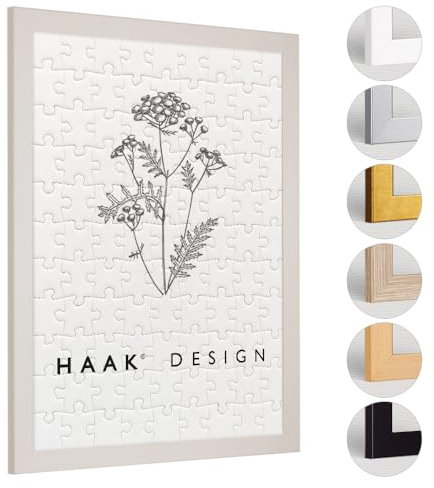 Haak Puzzlerahmen Tokio ANTIREFLEX/Entspiegelt Sandbeige 61 X 91,5 cm (ca. 1500-2000 Teile) Bilderrahmen Rahmen für Puzzle