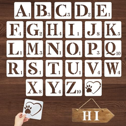 TESSTSY Stencil Lettere Grandi, 27 Pezzi Lettera Stencil