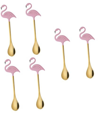 COLLBATH 6stücke Flamingo Kaffeelöffel Kreative Rührlöffel Für Desserts Und Getränke -oberfläche Für Zuhause Und