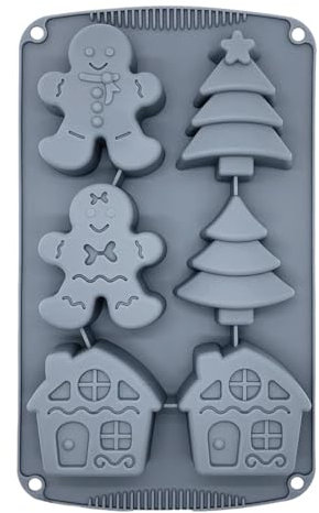 Gingerbread Man Silicone Moulds - Christmas Silicone Molds for Baking | Gingerbread Man Candy House Pine Tree Silicone Molds for Soap, Jelly and Chocolate