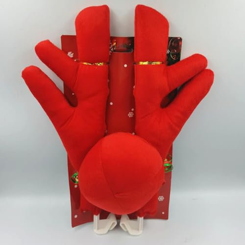 TgGreat Weihnachten Rentier Auto Für Nissan Sylphy 2006-2023 2024 2025, Weihnachten Auto Rentier Set, Rentiergeweihe Auto Weihnachtsdeko, Rentier Auto Kit, Auto Deko Weihnachts-Geweih,A-Red