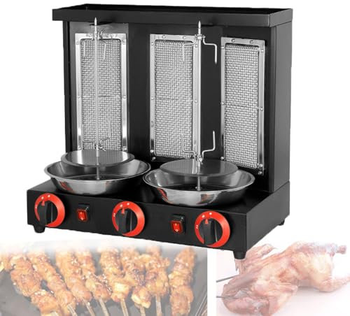 LwiftGal Parrilla De Barbacoa De Gas, Parrillas De Gas De Acero Inoxidable, Horno Asador para El Hogar, MáQuina De Kebab Doner con Interruptor De Ajuste De Temperatura, para Cocina Casera,Black-L