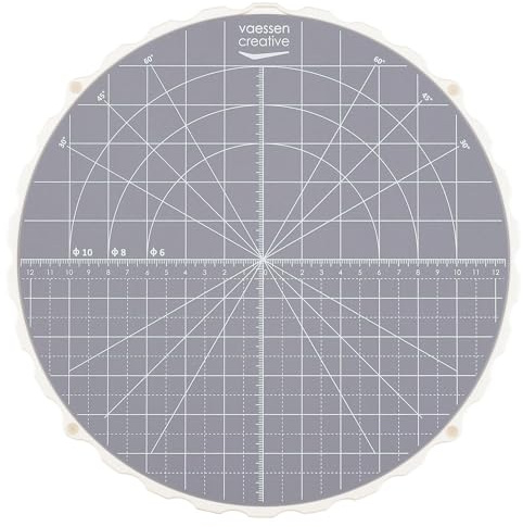Vaessen Creative Piattaforma da Taglio 27,3 cm – Silicone Cutting Mat e Base Rotante Antiscivolo con Doppia Scala – per Quilting, Carta, Tessuto e Decorazione Torte, Grigio, 27,3cm