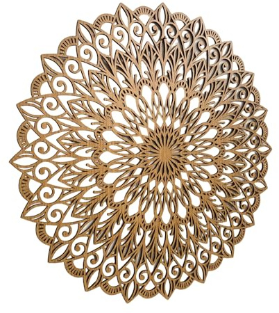 SENTOP HDF0251 Flor de la Vida de madera, arte de pared mandala, imagen tallada en la pared para interior, decoración de madera (roble, 90 cm)