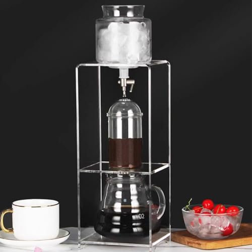 Brew Coffee Machine，Cold Brew Drip Tower,Cold Brew Drip Coffee Maker, Ice Coffee Machine with Slow Drip Technology, with Stainless Steel Filter and Acrylic Stand, Adjustable Water Flow, Make