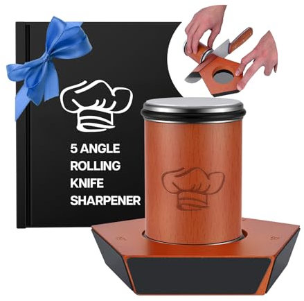 Afilador Cuchillos de Rodillo por MMOBIEL - 5 Ángulos Magnéticos (12°, 15°, 17°, 19°, 22°) - Kit de Afilado con Discos de Diamante - Kit Manual para Cuchillos de Chef y de Cocina