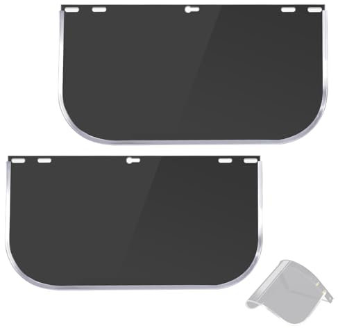 HWTONG 2 Pezzi Lente di Ricambio per Visiera Protettiva, 39 × 20 cm Visiera Protettiva di Ricambio Colorata, Visiera Protettiva per Lavori di Molatura, Saldatura, Forgiatura e Taglio (Nero)