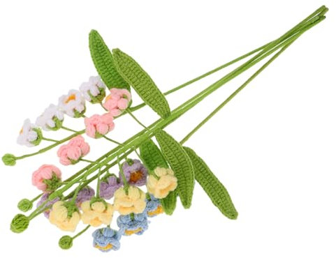 ZUNOXAZ Bouquet di Fiori Artificiale Lavorato a Maglia 5 Pezzi in Filato