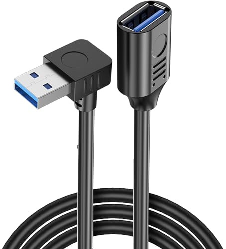 MISYNLON USB 3.0 Verlängerungskabel, USB A Stecker zu Buchse Verlängerungskabel Unterstützung Laden Datenübertragung, 90 Grad USB Datenkabel für Auto, Laptop, Drucker, Scanner-1M/3.2Ft (Up Angle)