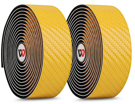 ZIMAOER Nastro Manubrio Bici Corsa, Nastro Manubrio per Bici da Corsa con Trama Carbonio, Antiscivolo e Ammortizzante in Gel, Confortevole e Resistente, Adatto per Bici da Corsa e Gravel (Giallo)