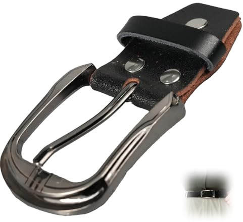 Fibbia di Ricambio per Cintura in Pelle Nera, Larghezza 3,8 cm, Tipo #10125, in Lega di Zinco ad Alta Resistenza, Senza Nichel, con Vite di Collegamento e Passante in Pelle Inclusi