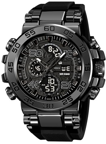 findtime Mens Watch Sport Military Watches Waterproof Digital Analogue Watch Tactical Outdoor Big Face Wrist Watches Dual Time LED Luminous Alarm Stopwatch