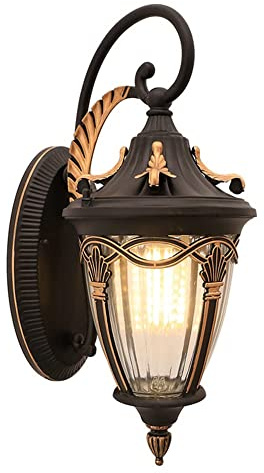 Lampada da Parete, Lampada da Parete retrò per Esterni, luci da Parete Vintage E27, Lanterna da Parete Antica per Esterni, Paralume in Vetro, Applique da Parete Impermeabile per Giardino, ve
