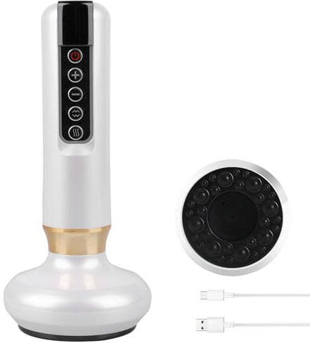Elektrisches Anti Cellulite Massagegerät Mit 12 Gängen, Verstellbares Mini Massagegerät Gegen Cellulite Mit Vibration Und Wärmefunktion, Schröpfmassagegerät Für Arm, Bauch, Bein Und Po (Weiß)