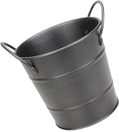 Cabilock Mini Seau à Glace Portable Rond en Métal Noir Deux Poignées | Frites et Fleurs, Usage Bureau ou Fête, Style Simple et Moderne, Format Compact