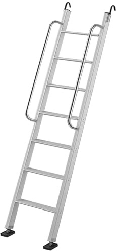 Scala per letto a castello in alluminio argentato, 7 gradini, capacità 150 kg, universale, per camper, cantina, finestra, accesso al pozzo, design dritto