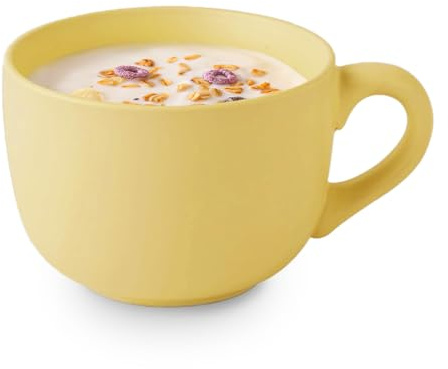 McBecdy Große Teetasse - 700ml Jumbotasse - Kaffeetass Groß Keramik - Suppenschüssel mit henkel - XXL Große Tassen für Milch, Müsli, Obst, Kaffee - Mikrowellengeeignet (Matte Eigelb)