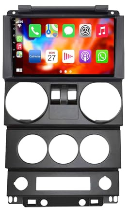 para Jeep Wrangler Rubicon 2008-2010 9 Pulgadas Android 12 IPS Pantalla Táctil Radio De Coche Carplay Android Auto Apoyo MirrorLink Hi-Fi DSP Dab BT 5.0 FM Am RDS Cámara Trasera SWC(A,150S)