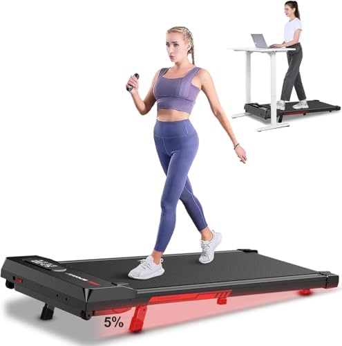 HomeFitnessCode Laufband Walking Pad mit Neigung für Zuhause Klein Laufpad | Elektrisch Treadmill mit Steigung 130KG Gehband unter Schreibtisch Walkpad Walking Band Laufbänder