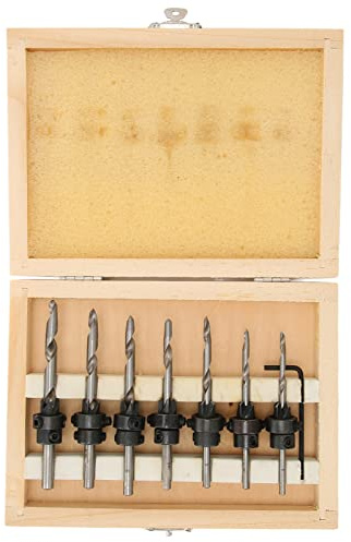 Juego de brocas avellanadoras de 7 piezas, herramientas de perforación para carpintería, escariador de carpintería, acero con alto contenido de carbono, mejor centrado,