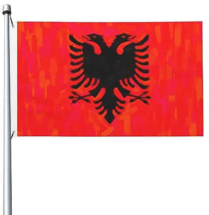 Bandiera Da Giardino Albania Bandiere Decorative Lavabile Bandiera Verticale Antivento Bandiera Da Cortile Per Esterno Festival Celebrazioni 90X152CM