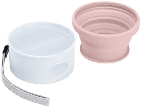 Reseskål för hundar - vikbar silikonplatta, bärbar skål för husdjursmat och vatten med hållare för ABS-avfallspåsar | Kompakt och lätt kapacitet 150 ml, perfekt par