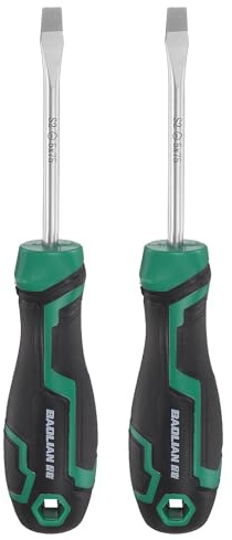 sourcing map 2pcs SL5 Flat Head Screwdriver 6.7 Length S2 Steel Magnetic Slotted Screwdrivers with Ergonomics Grip for Fastening Loosening DIY Repairing