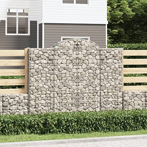 Arched Gabion Baskets 25 pcs 200x50x160/180 cm Galvanised Iron for Garden Barrier and Retaining Wall, Decorative Sound-Insulating Outdoor Structure with Sturdy Wire Panels