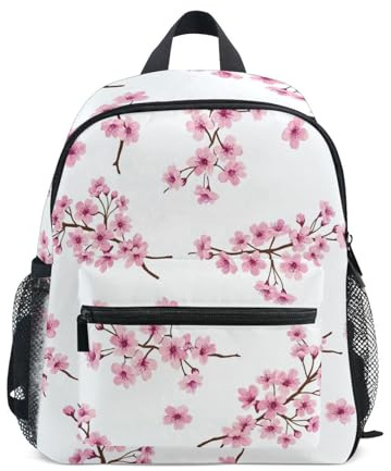 GAIREG Sac à dos de voyage pour petite fille avec étiquette nominative, branches de cerisier en fleurs de cerisier blanc, Branches de cerisier en fleurs blanches, 3-5 Years, Sacs à dos mignons