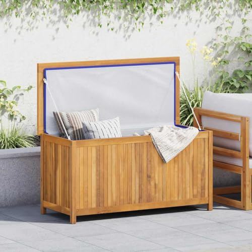 Emmtore Baúl de jardín Madera Maciza de Teca 114x50x58 cm