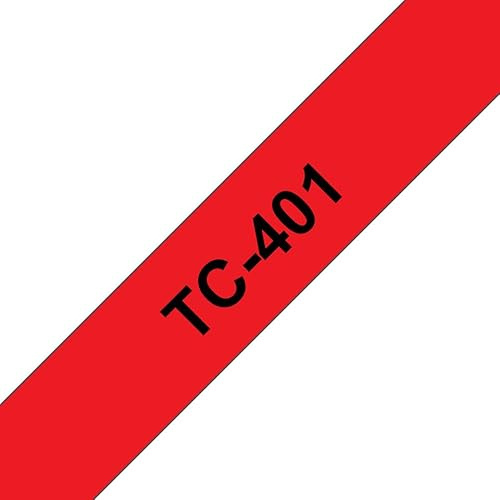 Brother TC401 Schriftbandkassette 7,7m 12mm schwarz/rot für P-touch 8e 500 II 2000/3000/5000, One size