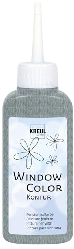 Kreul 42773 – Fönsterfärg konturfärg, silver, 80 ml, för bättre motiv, för släta ytor som glas, speglar och plattor