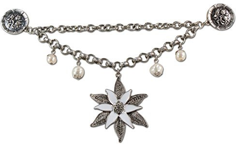 Alpenflüstern Damen Pin-Charivari Glamour-Edelweiß Altsilber-Farben DCH00800095