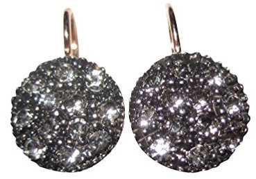 Strass-Ohrringe Sterling-Silber vergoldet Rot-Vergoldung 18 Karat leicht glitzernd rund Klappbügel Brisur Jugendstil antikes Vorbild Handarbeit Italien