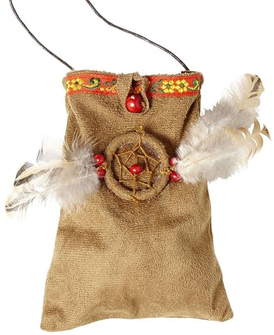 W WIDMANN MILANO Party Fashion - Boho Umhängetasche, Kostüm Accessoire mit Federn und Perlen für Karenval und Festival