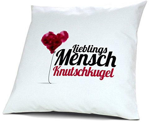 digital print Kopfkissen mit Namen Knutschkugel - Motiv Lieblingsmensch, 40 cm, 100% Baumwolle, Kuschelkissen, Liebeskissen, Namenskissen, Geschenkidee