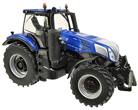 TOMY Britains leksakstraktor New Holland T8.435, barntraktor från 3 år med höjdjusterbar bakre hydraulik och hopfällbara speglar, traktor med frontvikt, 43216, multi
