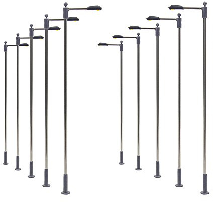 Evemodel LQS10 10 STK. Peitschen Lampen LED 104mm Spur H0 Straßenlampen Flexible Höhe