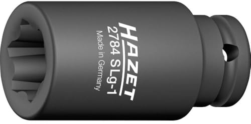 HAZET Kraft-Steckschlüsseleinsatz, mit Sonderprofil 2784SLG-1, phosphatiert | 1/2 Zoll (12,5 mm) Vierkant hohl, Antrieb 1/2 Zoll (12,5 mm) Vierkant hohl, Abtrieb Rillenprofil, phosphatiert, Ø 39 mm