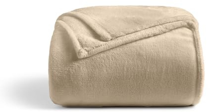 Cosy House Collection Everyday 1500 Series Fleece Blanket - Bedroom Essentials - All Season, Stays Fresh & Clean - Soft, Breathable & Skin-Friendly (Full/Queen, Tan)