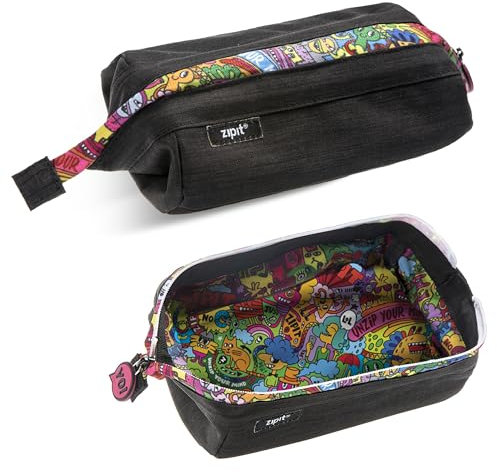 ZIPIT Lenny Federmäppchen, Großes Mäppchen für Schule und Büro, Etui mit breiter Öffnung, Federmappe Schwarz