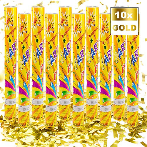 Confetti Cannon Confetti Shooter Party Popper Confetti Cannon - XXL - Set (gold (60cm), 10 pieces)