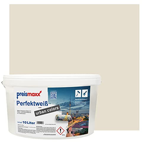 Preismaxx Perfektweiß urban colors, bunte Wandfarbe, beige, graubeige, grey-beige 10L, Innenfarbe, hohe Deckkraft Klasse 2, matt