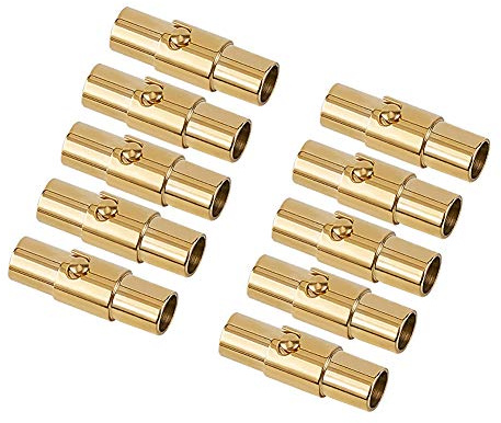 UNICRAFTALE 10 Sätze Goldene Säule Edelstahl Magnetverschluss Verschlüsse Magnet Schraube Schnalle Rohr Lederband Endkappen Mit Verriegelungsmechanismus Für Armband Schmuck Machen 18x6.5mm Loch 4mm
