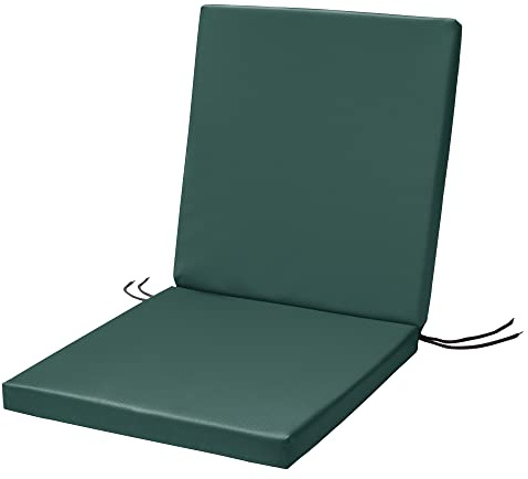 SOFTILLO Waterproof Low Back Chair Cushion With Ties 100x45x4cm | Indoors/Outdoors Patio Seat Pad Cushion For Garden Chairs, Loungers, Recliner, Relaxer | Water-Resistant Material |Dark Green