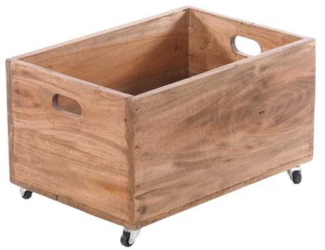 DESIGN DELIGHTS ROLLBARE HOLZKISTE Box | 26x45x30 cm (HxBxT), Recyclingholz | Aufbewahrungskiste, Holz Rollkiste, Spielzeugkiste | Farbe: 01 Natur-Vintage