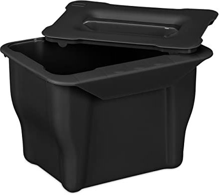 Relaxdays Biomülleimer Küche, 5 l, Kleiner Mülleimer mit Deckel, zum Einhängen, Kunststoff, Abfalleimer Biomüll, schwarz